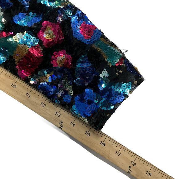 Vtg Black Tie Womens Silk Sequin Beaded Jacket Size M Cropped Colorful 80s - Picture 8 of 8